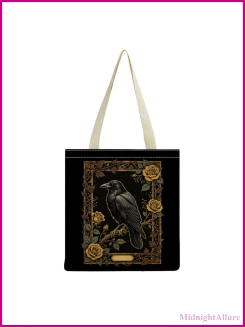 Raven Floral Print Tote Bag Lightweight Reusable Shopper Polyester